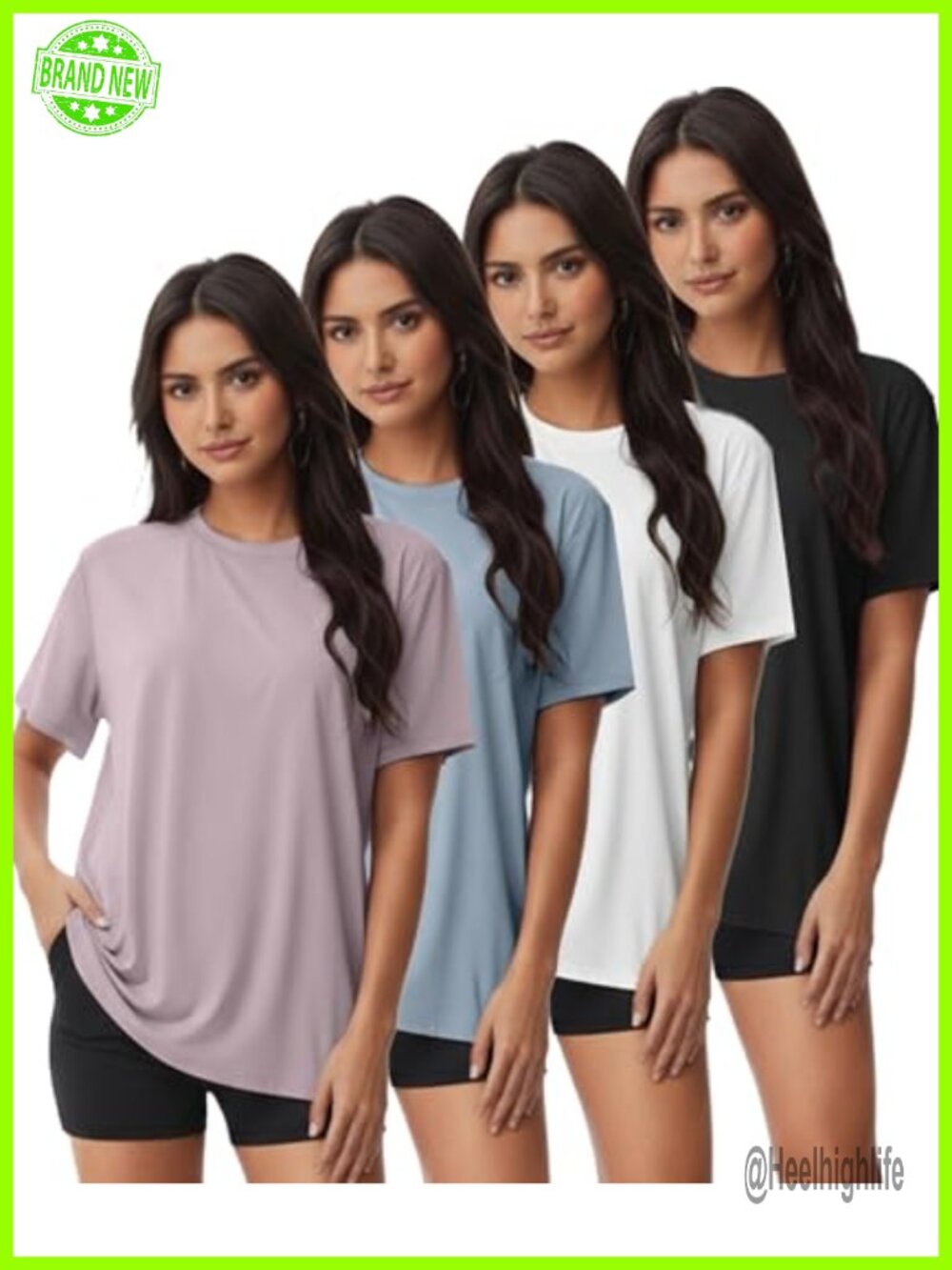 4 Pack Women's Basic Crew Neck Short Sleeve Workout T-Shirts Loose Fit
